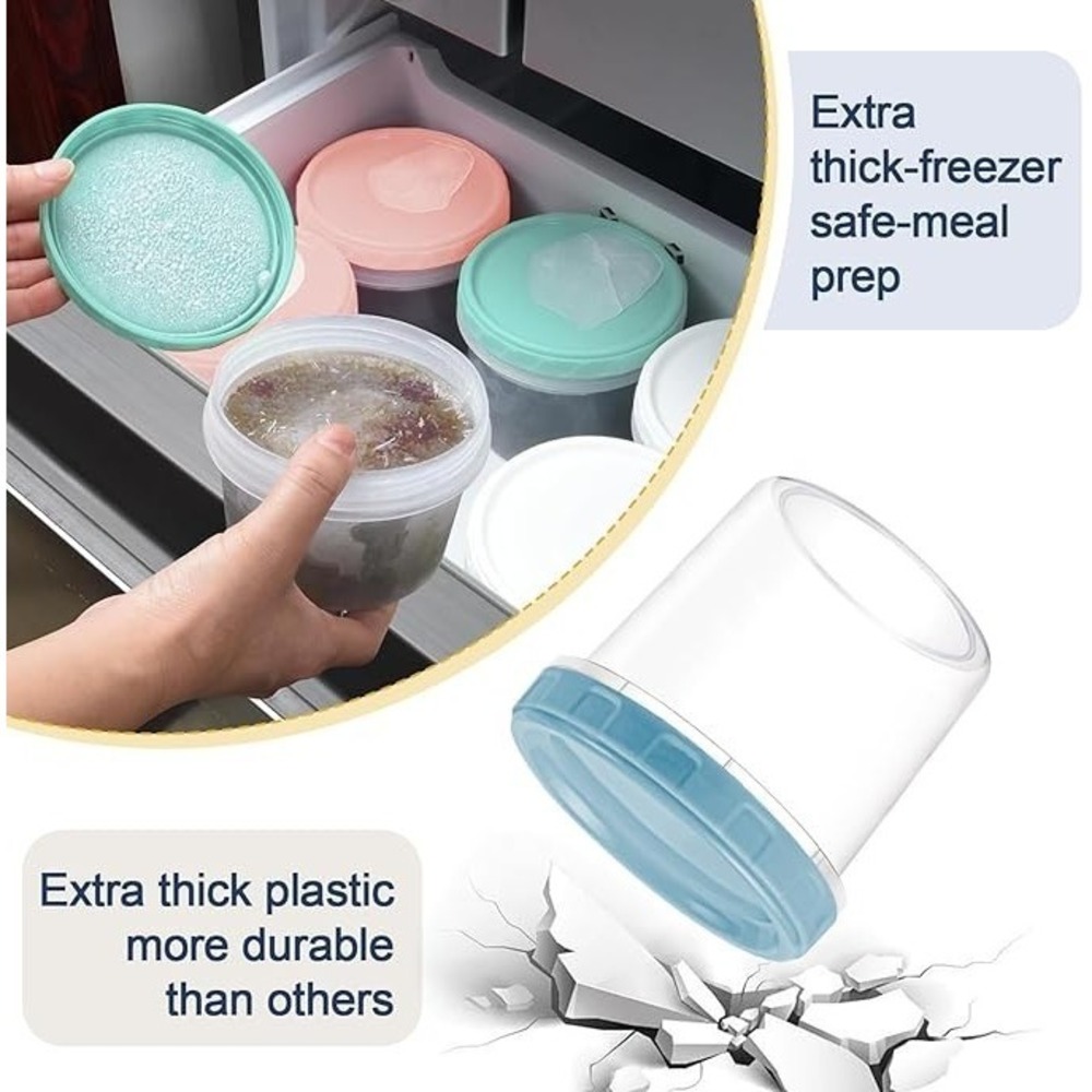 Freezer Storage Containers, [12 Pack-16 Oz] Airtight Plastic Food Storage